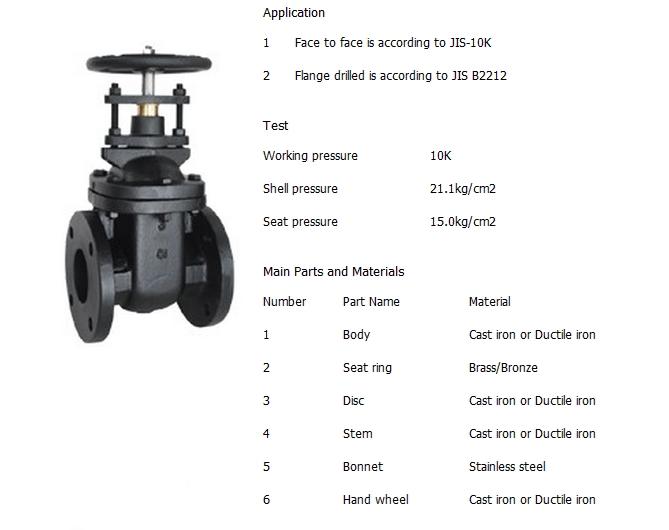 铸铁暗杆硬密封闸阀,日标10K