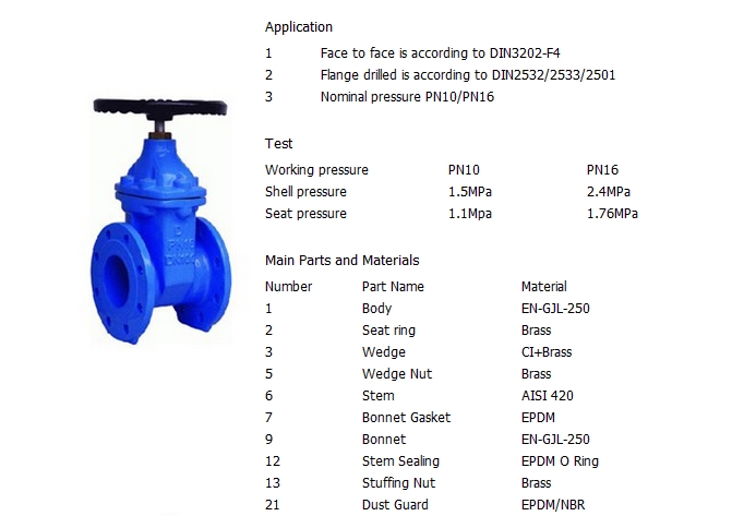 铸铁暗杆软密封闸阀,德标PN16
