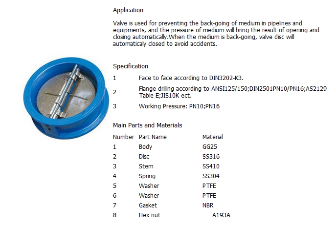 铸铁双板对夹止回阀